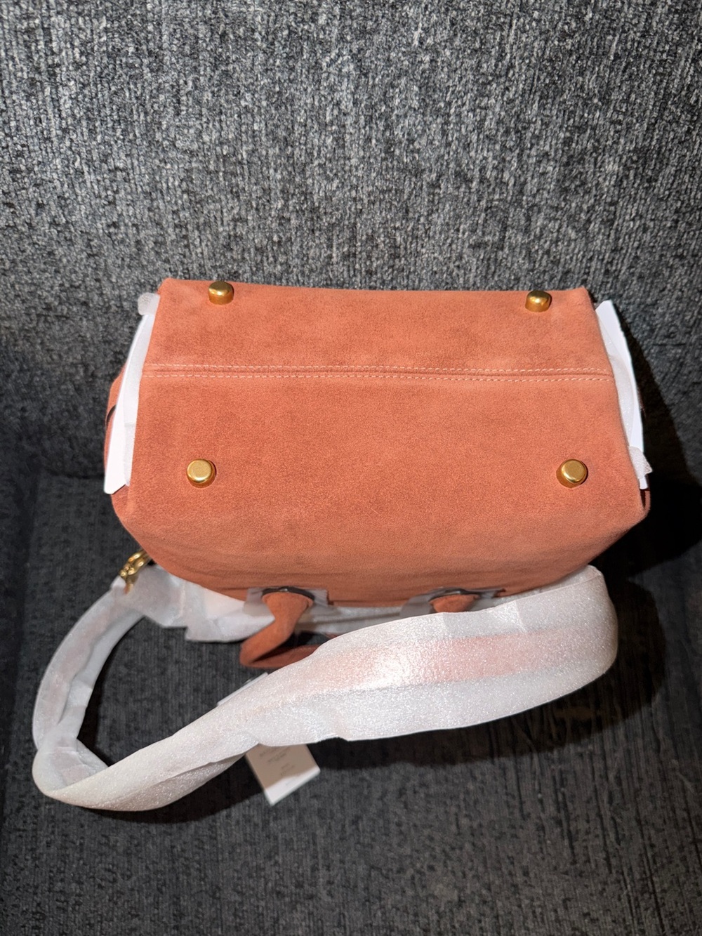 Coach Soft Empire Carryall Bag 21 in Brass/Clay Suede & Refined Calf Leather NWT - Picture 3 of 16